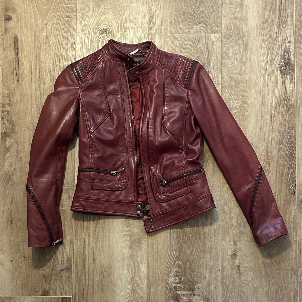 Bernardo Deep Red Genuine Leather Moto Jacket | XS Petite | Luxe Fall Staple